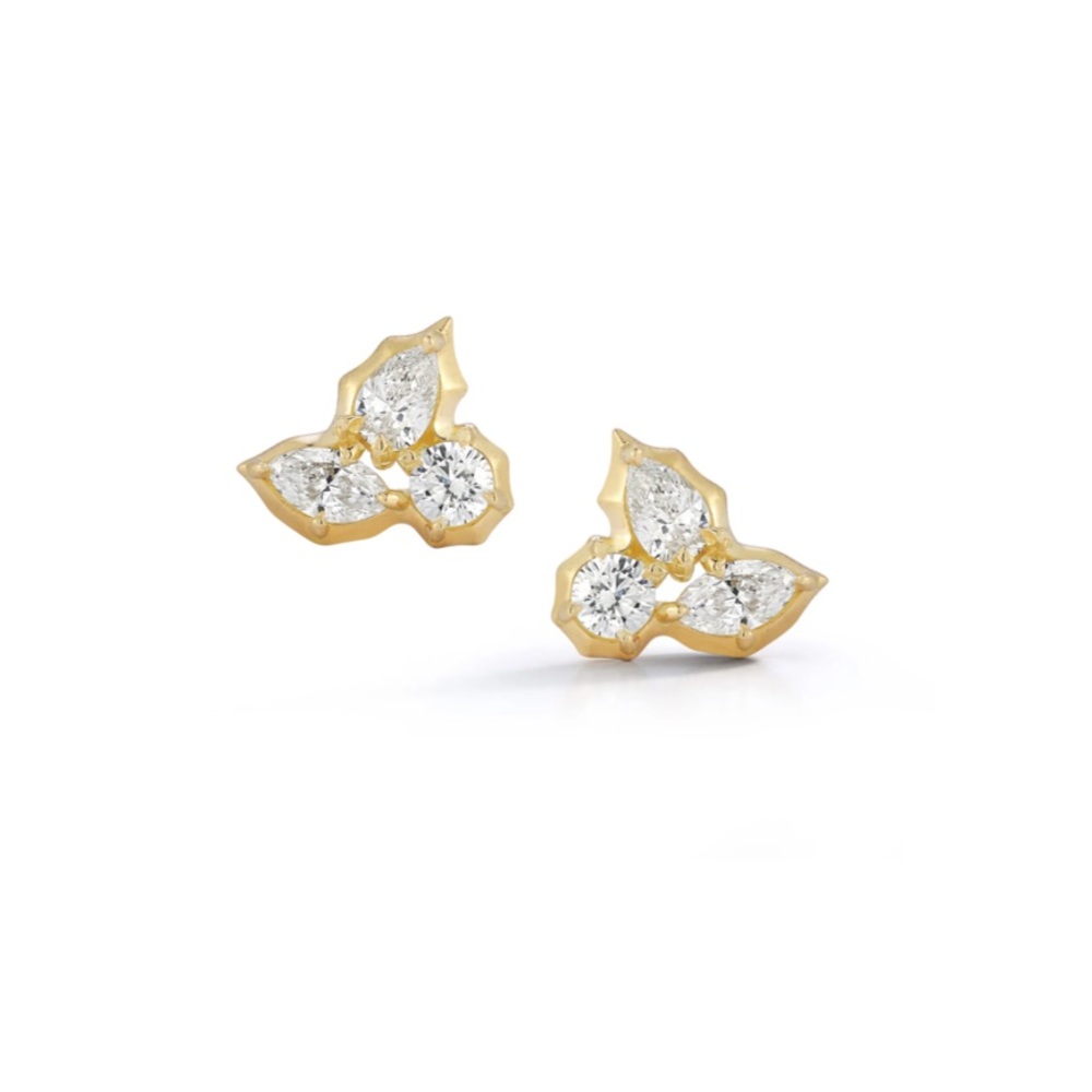 ISO jade trau posey cluster stud yellow gold